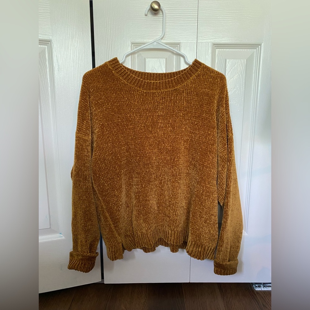 Women’s Ambiance Apparel Mustard Yellow Soft Fuzzy Sweater - Picture 2 of 5